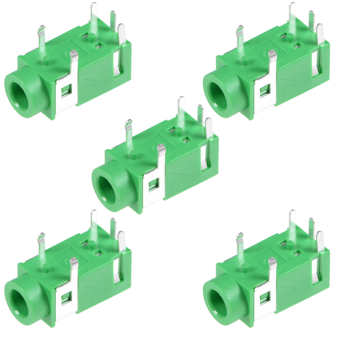 uxcell Uxcell 5Pcs PCB Mount 3.5mm 5 Pin Socket Headphone Stereo Jack Audio Video Connector Green PJ322