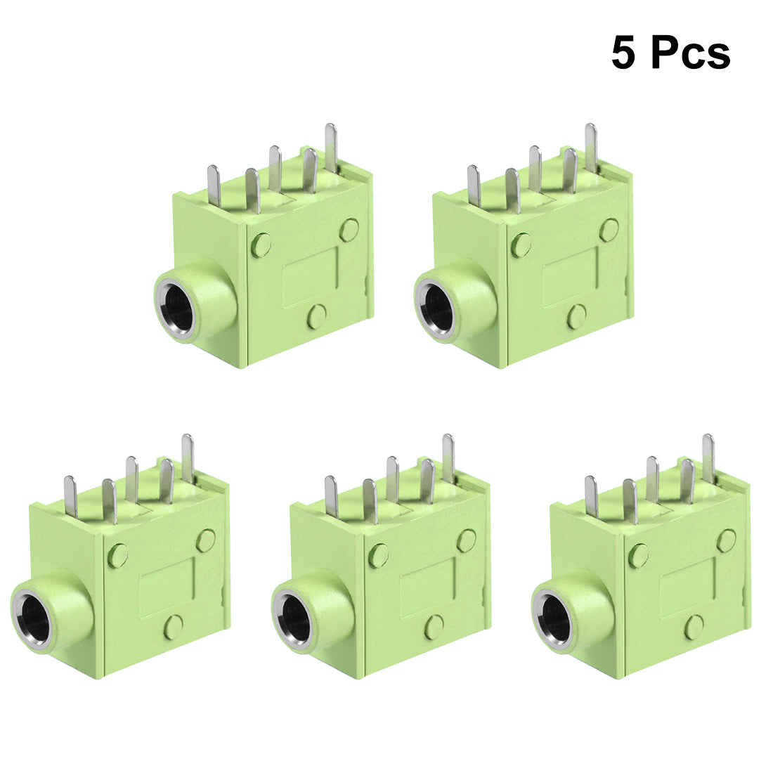 uxcell Uxcell 5Pcs PCB Mount 3.5mm 5 Pin Socket Headphone Stereo Jack Audio Video Connector Green PJ325