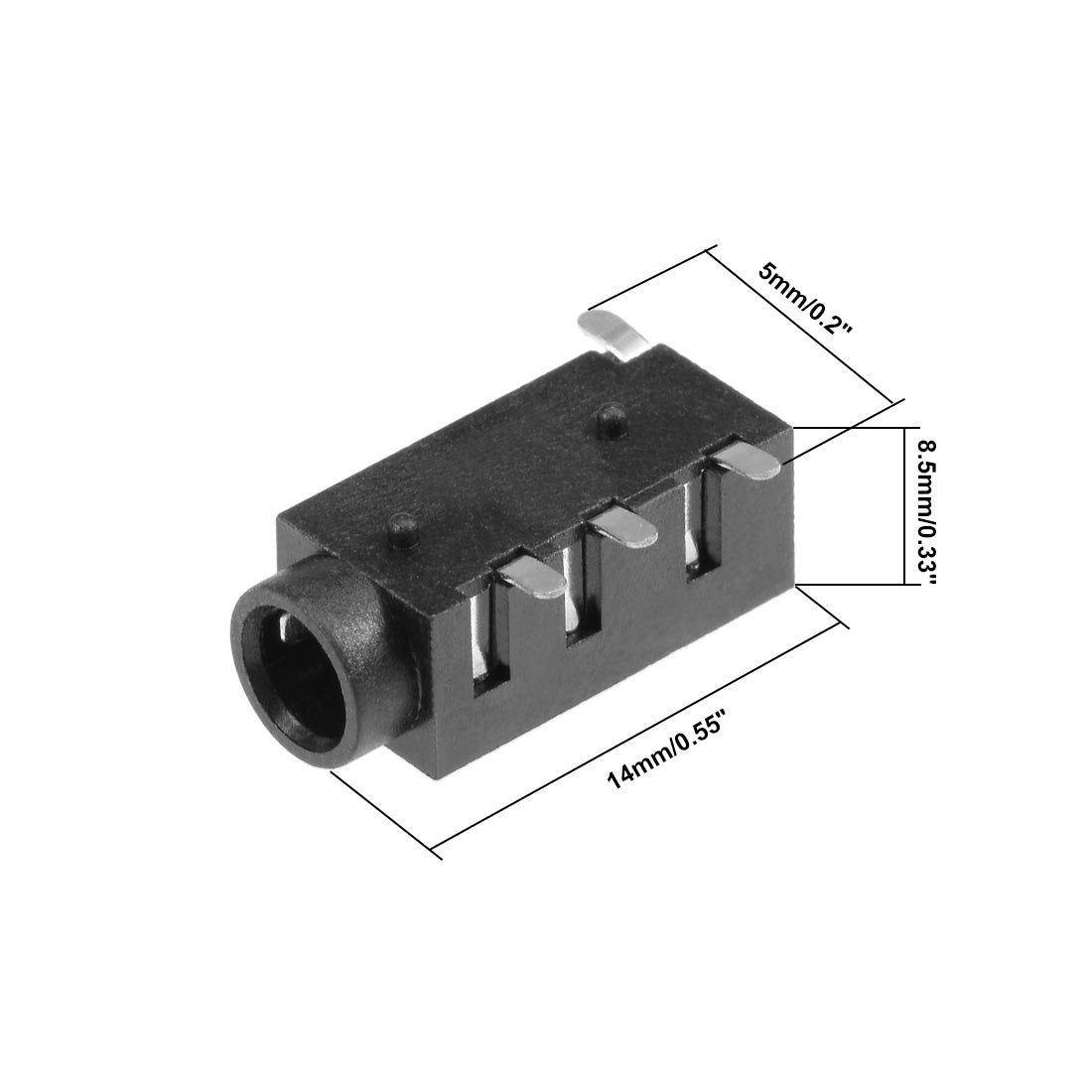 uxcell Uxcell 100Pcs PCB Mount 3.5mm 4 Pin Socket Headphone Stereo Jack Audio Video Connector Black PJ320D