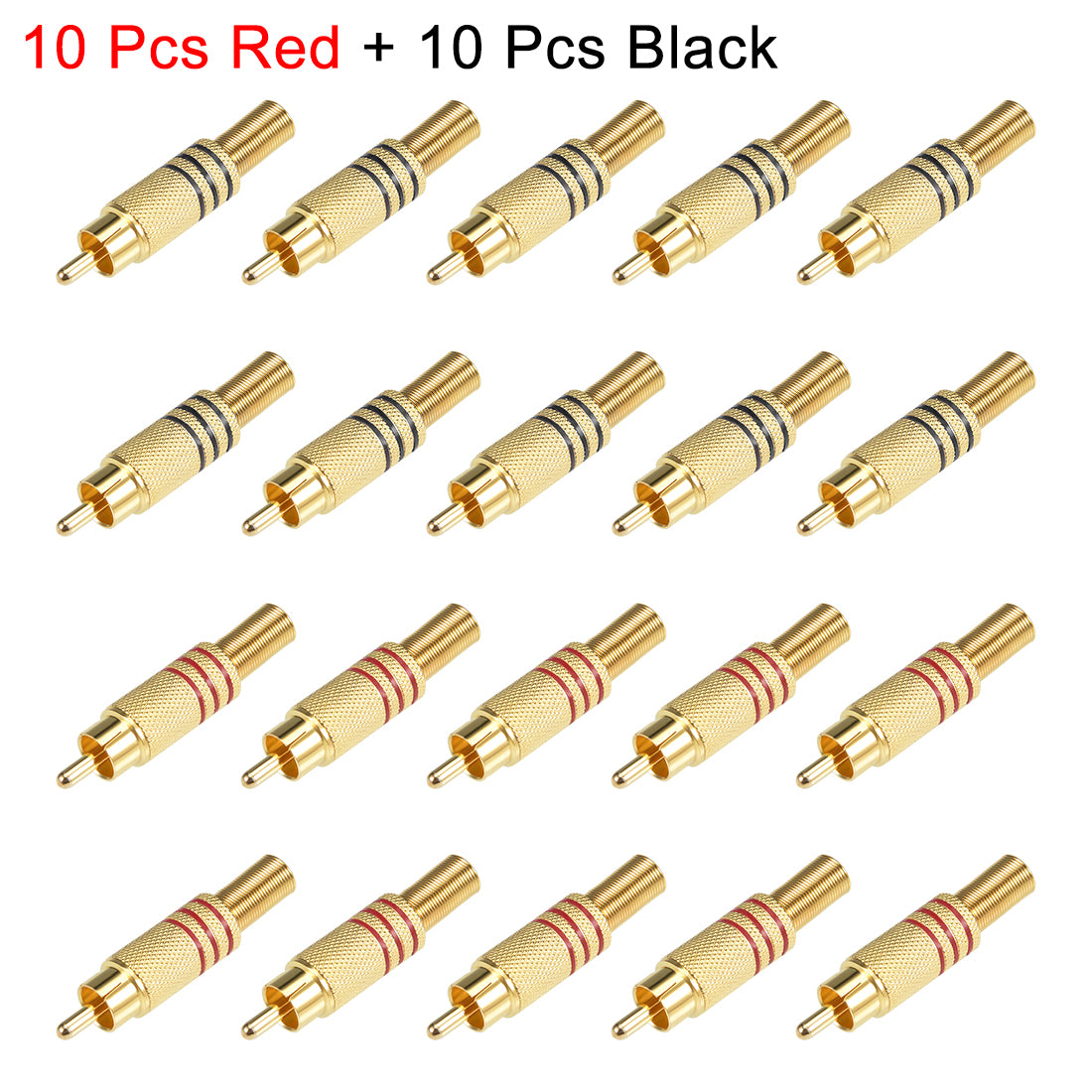 uxcell Uxcell 20Pcs RCA Male Connector AV Jack Audio Video w Spring Adapter Solderless Gold Tone