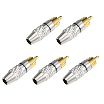 Harfington Uxcell 5Pcs RCA Male Solderless Coax Audio Video Jack Adapter Wire Cable Connector