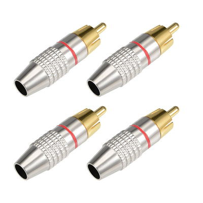 Harfington Uxcell 4Pcs RCA Male Solderless Coaxial Audio Video Jack Adapter Wire Cable Connector