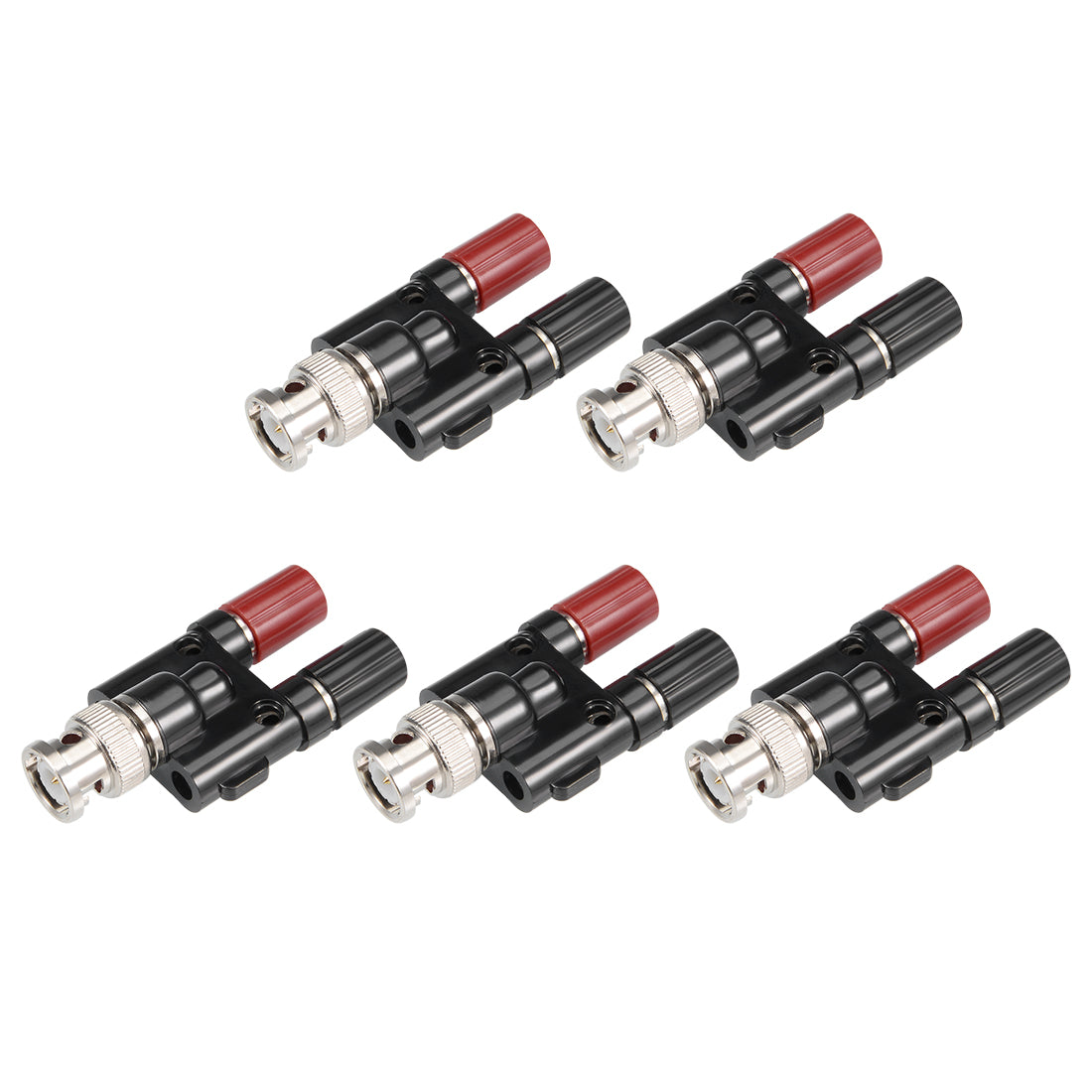uxcell Uxcell 5Pcs BNC Male to Dual 4mm Banana Female Jack Socket Binding Post Adapter Connector