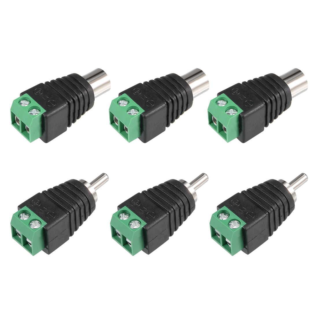 uxcell Uxcell 6Pcs RCA Female Male Connector to AV 2-Screw Terminal Block Audio Video Adapter CCTV