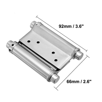 Harfington Uxcell Double Action Spring Hinge 3" Stainless Steel Brushed Heavy Load Hinges with Tension Adjustment 1 Pack