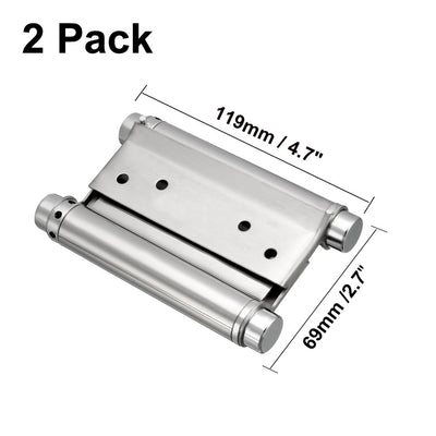 Harfington Uxcell Double Action Spring Hinge 4" Stainless Steel Brushed Heavy Load Hinges with Tension Adjustment 2 Pack
