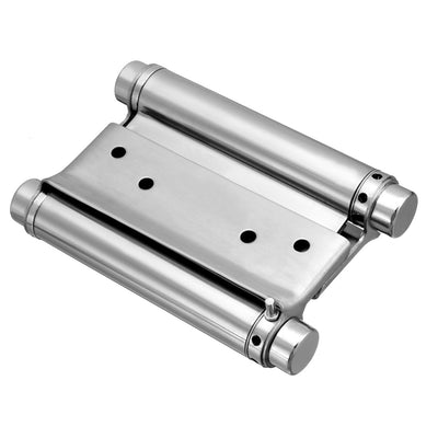 Harfington Uxcell Double Action Spring Hinge 4" Stainless Steel Brushed Heavy Load Hinges with Tension Adjustment 2 Pack