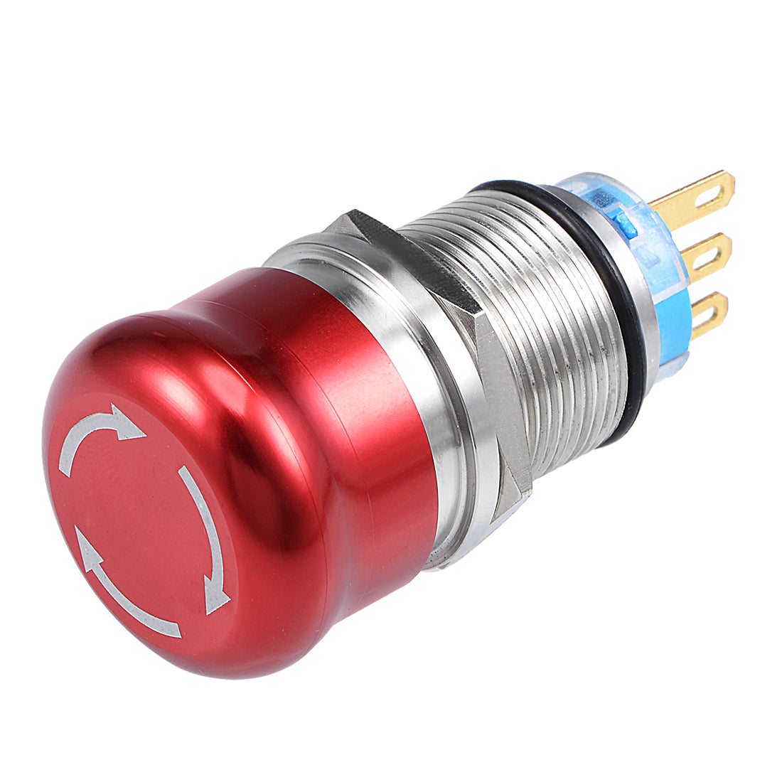 uxcell Uxcell 19mm  Mounting Hole Metal Latching Emergency Stop Push Button Switch NO NC Red