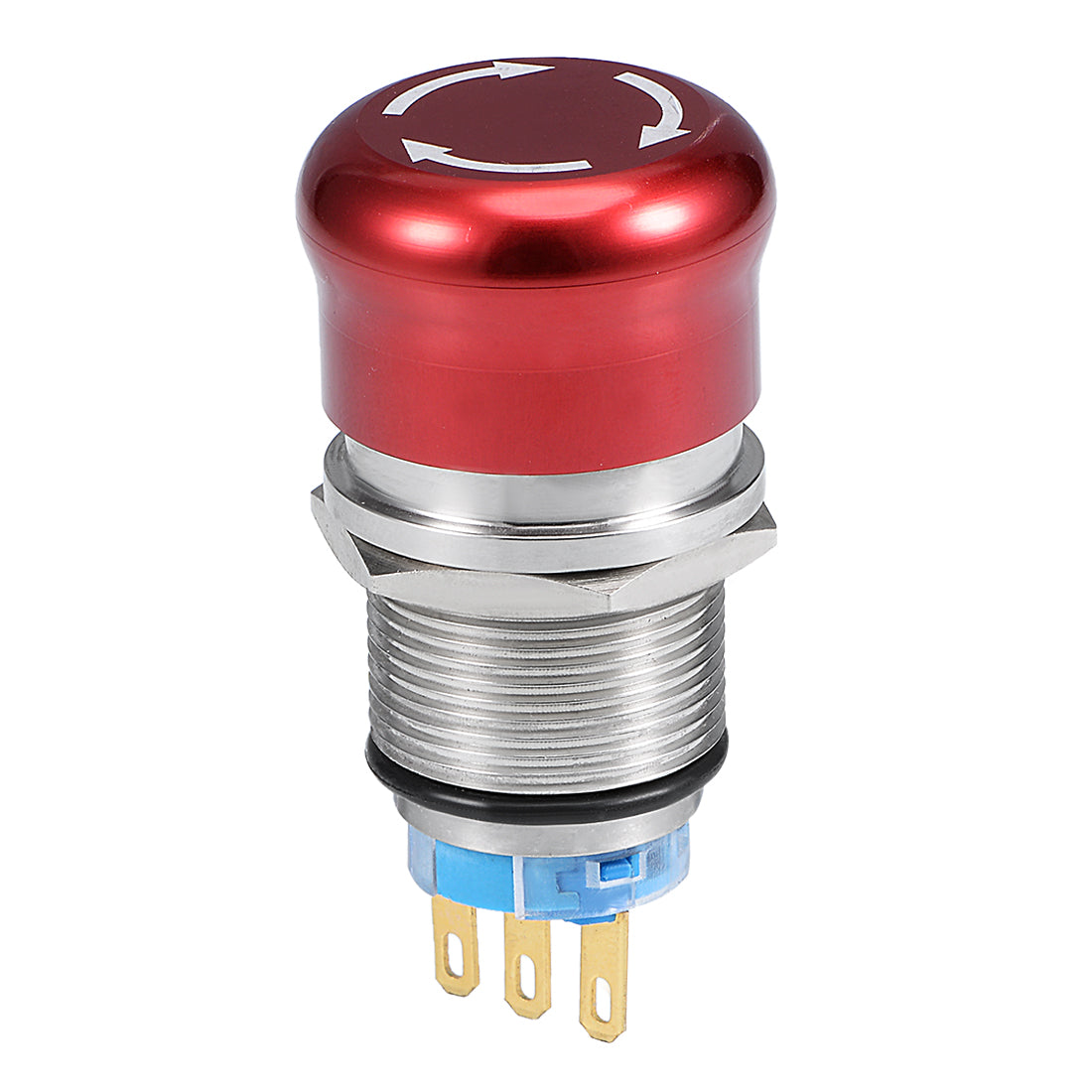 uxcell Uxcell 19mm  Mounting Hole Metal Latching Emergency Stop Push Button Switch NO NC Red