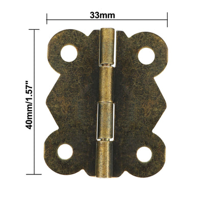 Harfington Uxcell 1.57" Antique Bronze Hinges Retro Butterfly Shape Hinge Replacement with Screws 8pcs