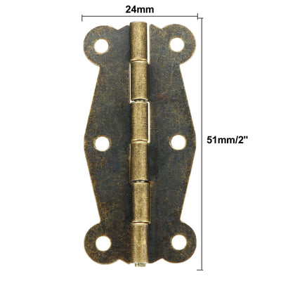 Harfington Uxcell 2" Antique Bronze Hinges Retro Butterfly Shape Hinge Replacement with Screws 20pcs