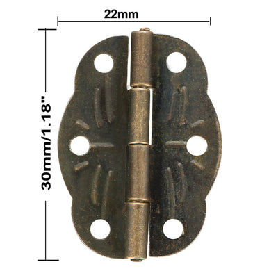Harfington Uxcell 1.18" Antique Bronze Hinges Retro Mini Hinge Replacement with Screws 20pcs