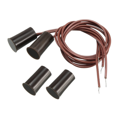 Harfington Uxcell 2pcs RC-33 NC Recessed Wired Security Window Door Contact Sensor Alarm Magnetic Reed Switch Brown