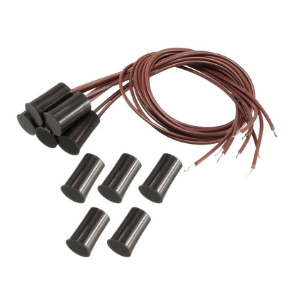 Harfington Uxcell 5pcs RC-33 NC Recessed Wired Security Window Door Contact Sensor Alarm Magnetic Reed Switch Brown