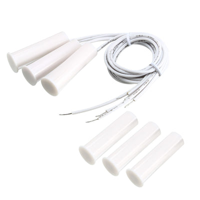 Harfington Uxcell 3pcs RC-35 NC Nomally Closed Recessed Wired Security Window Contact Sensor Alarm Magnetic Reed Switch Equipment White