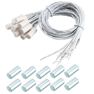 Harfington Uxcell 10pcs HC-34A NC Recessed Wired Window Gate Contact Sensor Alarm Magnetic Reed Switch White