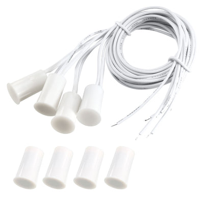 Harfington Uxcell 4pcs RC-33 NO Recessed Wired Security Window Door Contact Sensor Alarm Magnetic Reed Switch White
