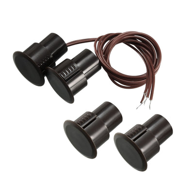 Harfington Uxcell 2pcs RC-36 NC Recessed Wired Security Window Door Contact Sensor Alarm Magnetic Reed Switch Brown