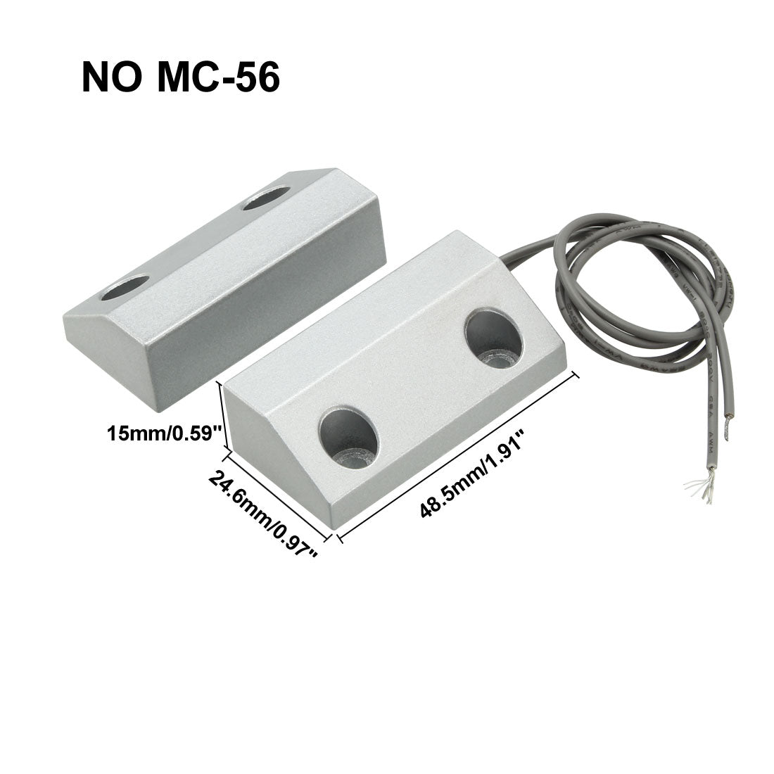 uxcell Uxcell MC-56 NO Alarm Security Rolling Gate Garage Door Contact Magnetic Reed Switch Silver Gray