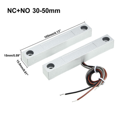 Harfington Uxcell MC-58 NC+NO Alarm Security Rolling Gate Garage Door Contact Magnetic Reed Switch Silver Gray