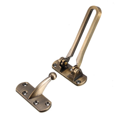 Harfington Uxcell Swing Bar Lock for Hinged Swing Secondary Security Lock for Door and Home Security, 4.13" Bar Length, Bronze, Zinc Alloy, 2pcs
