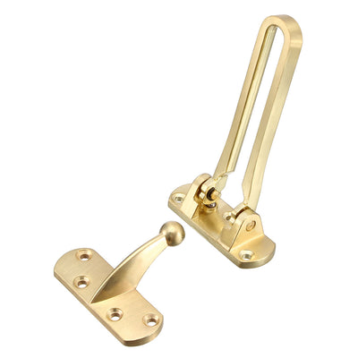 Harfington Uxcell Swing Bar Lock for Hinged Swing Secondary Security Lock for Door and Home Security, 4.13" Bar Length, Golden, Zinc Alloy, 1pc