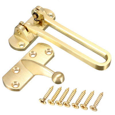 Harfington Uxcell Swing Bar Lock for Hinged Swing Secondary Security Lock for Door and Home Security, 4.13" Bar Length, Golden, Zinc Alloy, 2pcs