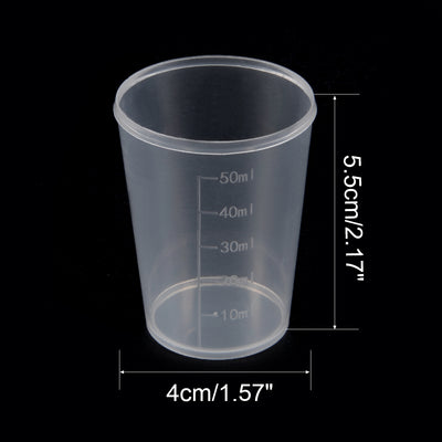 Harfington Uxcell 4pcs Measuring Cup Lab PP Plastic Graduated Beaker 50ml