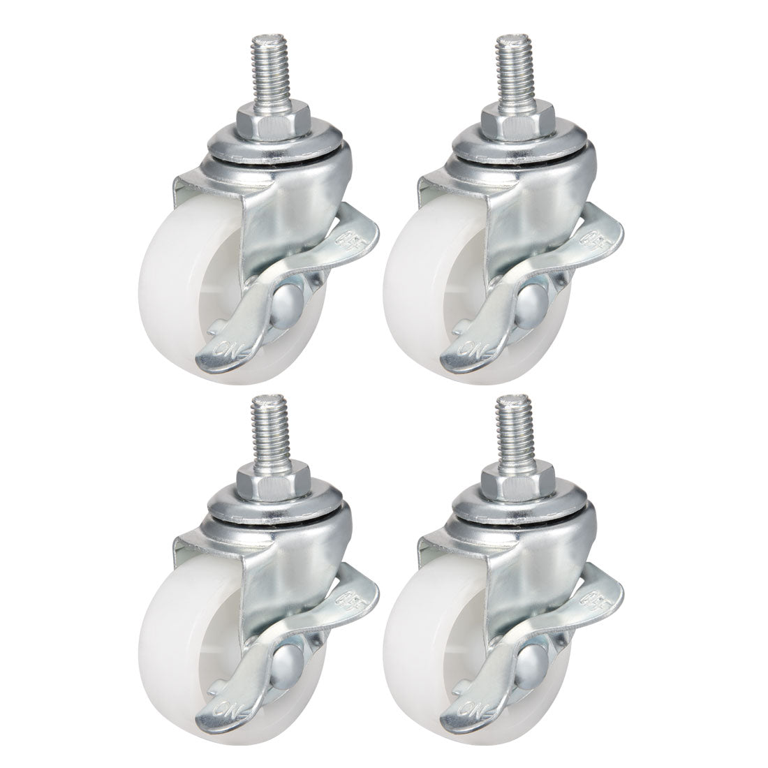 uxcell Uxcell 1.5 Inch Swivel Caster Wheels PP 360 Degree Threaded Stem Caster Wheel with Brake M8 x 15mm 33lb Capacity 4 Pcs