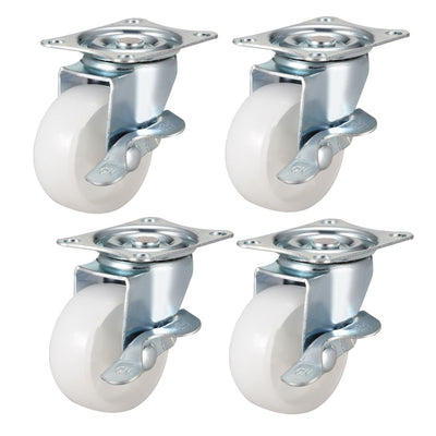 Harfington Uxcell 2 Inch Swivel Caster Wheels PP 360 Degree Top Plate Mounted Caster Wheel with Brake 66lb Capacity 4 Pcs