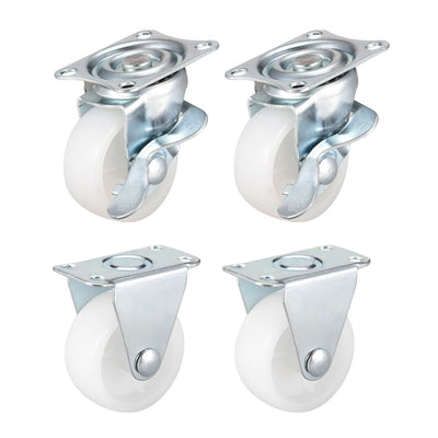 Harfington Uxcell 3 Inch PP Top Plate Mounted Caster Wheel 110lb Capacity (2 Pcs Swivel with Brake, 2 Pcs Fixed)  4 Pcs
