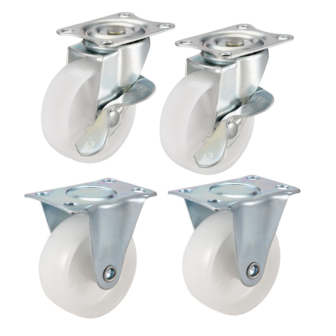 Uxcell Uxcell 3 Inch PP Top Plate Mounted Caster Wheel 110lb Capacity (2 Pcs Swivel with Brake, 2 Pcs Fixed)  4 Pcs