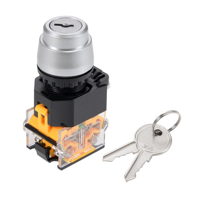 Harfington Uxcell 22mm 2 Positions Key Locking Push Button Switch W Keys DPST