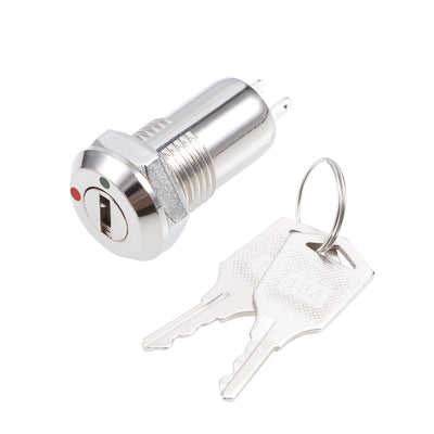 Harfington Uxcell 12mm 2 Positions ON OFF Electric Key lock Push Button Switch