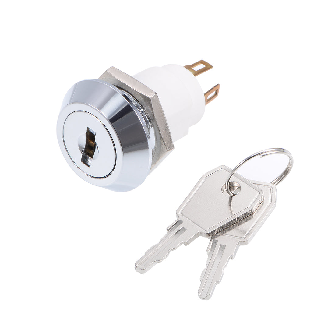 uxcell Uxcell 16mm 2 Positions NO OFF Electric Keylock Push Button Switch
