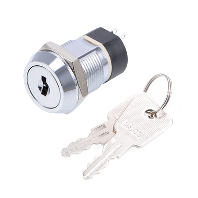 Harfington Uxcell 19mm 2 Positions 2NO 2NC Electric Key Lock Push Button Switch