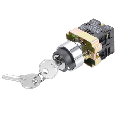 Harfington Uxcell 22mm 3 Positions Key Locking Push Button Switch W Key DPST