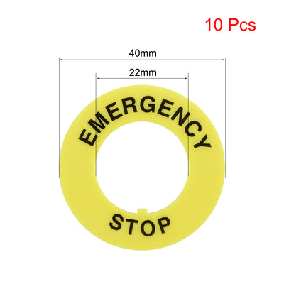 Harfington Uxcell 10 Pcs 22mm Inner Diameter Emergency Stop Sign For Push Button Switch Replacement
