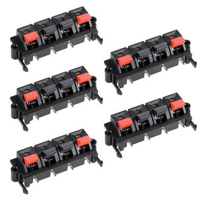 uxcell Uxcell 5pcs 4 Way Jack Socket Spring Push Release Connector Speaker Terminal Strip Block 64mm x 25mm