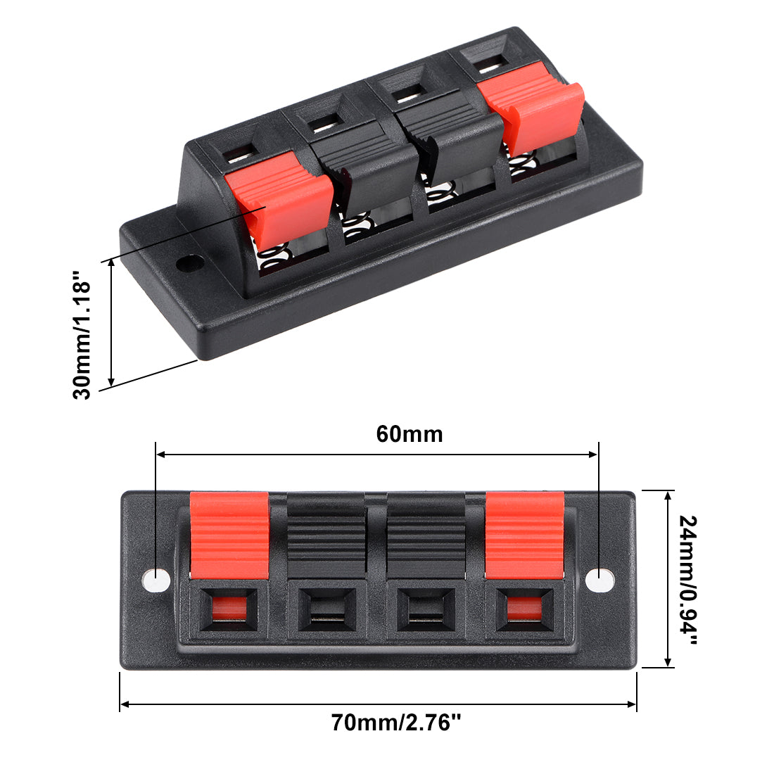 uxcell Uxcell 3pcs 4 Way Jack Socket Spring Push Release Connector Speaker Terminal Strip Block