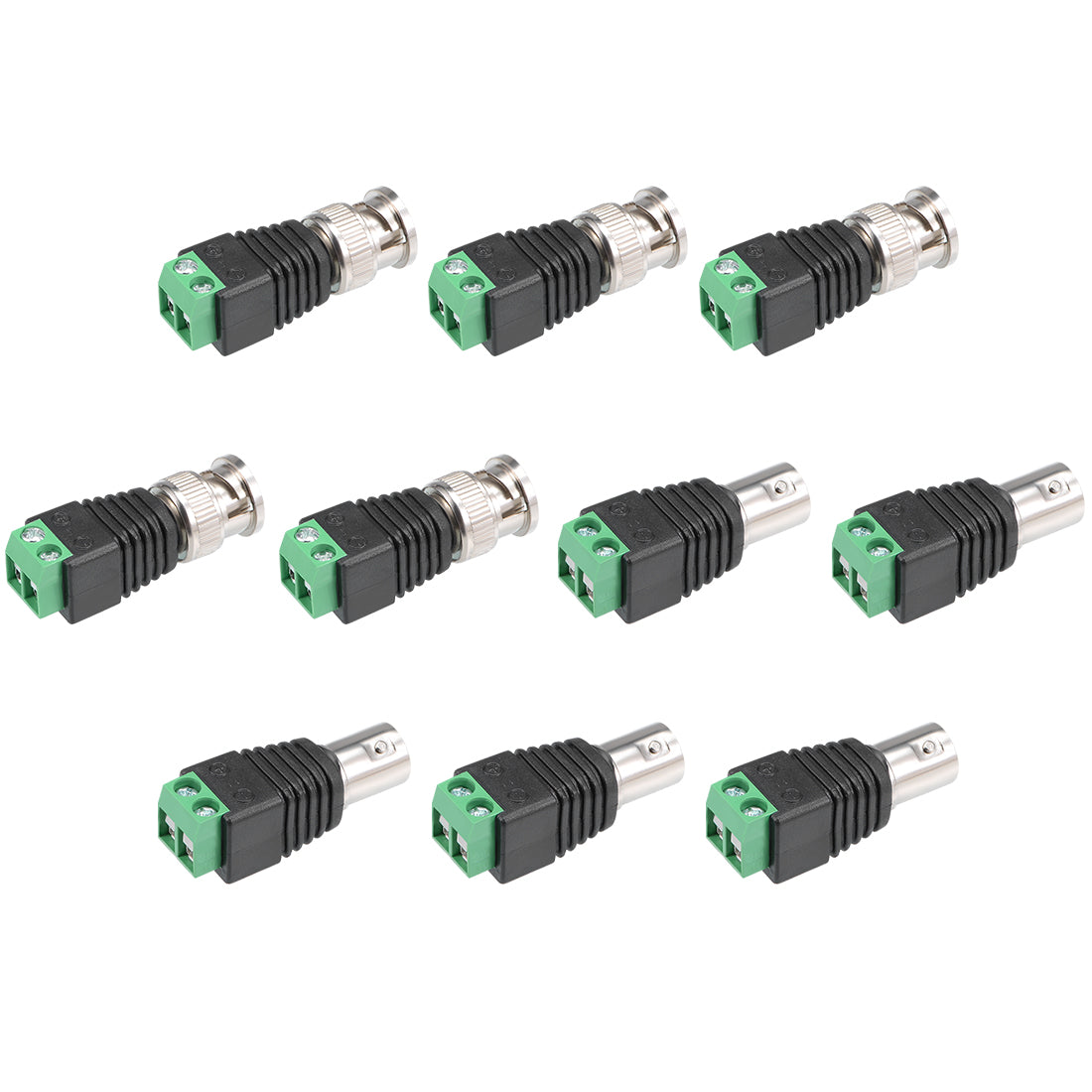 uxcell Uxcell 10Pcs Cat5 to Coaxial Camera CCTV BNC Male/Female Jack Connector Screw Terminal Adapter