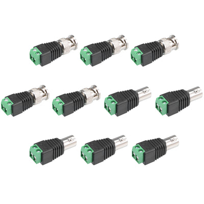 Harfington Uxcell 10Pcs Cat5 to Coaxial Camera CCTV BNC Male/Female Jack Connector Screw Terminal Adapter