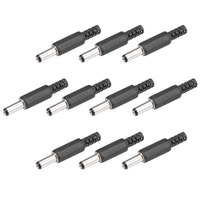 Harfington Uxcell 10 Pcs 5.5mm x 2.1mm Straight Male DC Power Jack Solder Connector Adapter