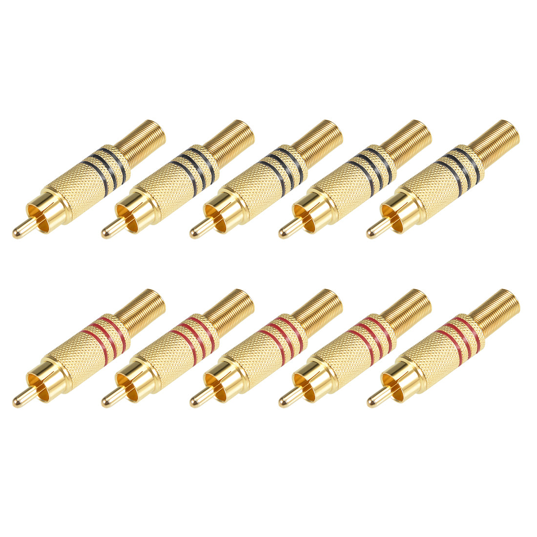 uxcell Uxcell 10Pcs RCA Male Connector AV Jack Audio Video w Spring Adapter Solderless Type