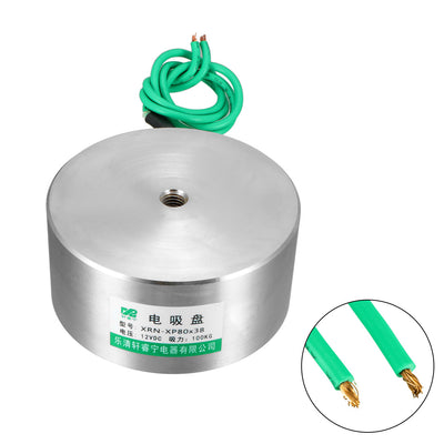 Harfington Uxcell 80mm x 38mm DC12V 100KG Sucked Disc Solenoid Electric Lift Holding Electromagnet