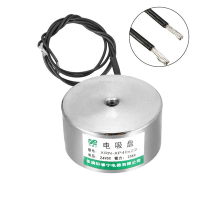 Harfington Uxcell 40mm x 20mm DC 24V 25KG Sucked Disc Solenoid Electric Lift Holding Electromagnet