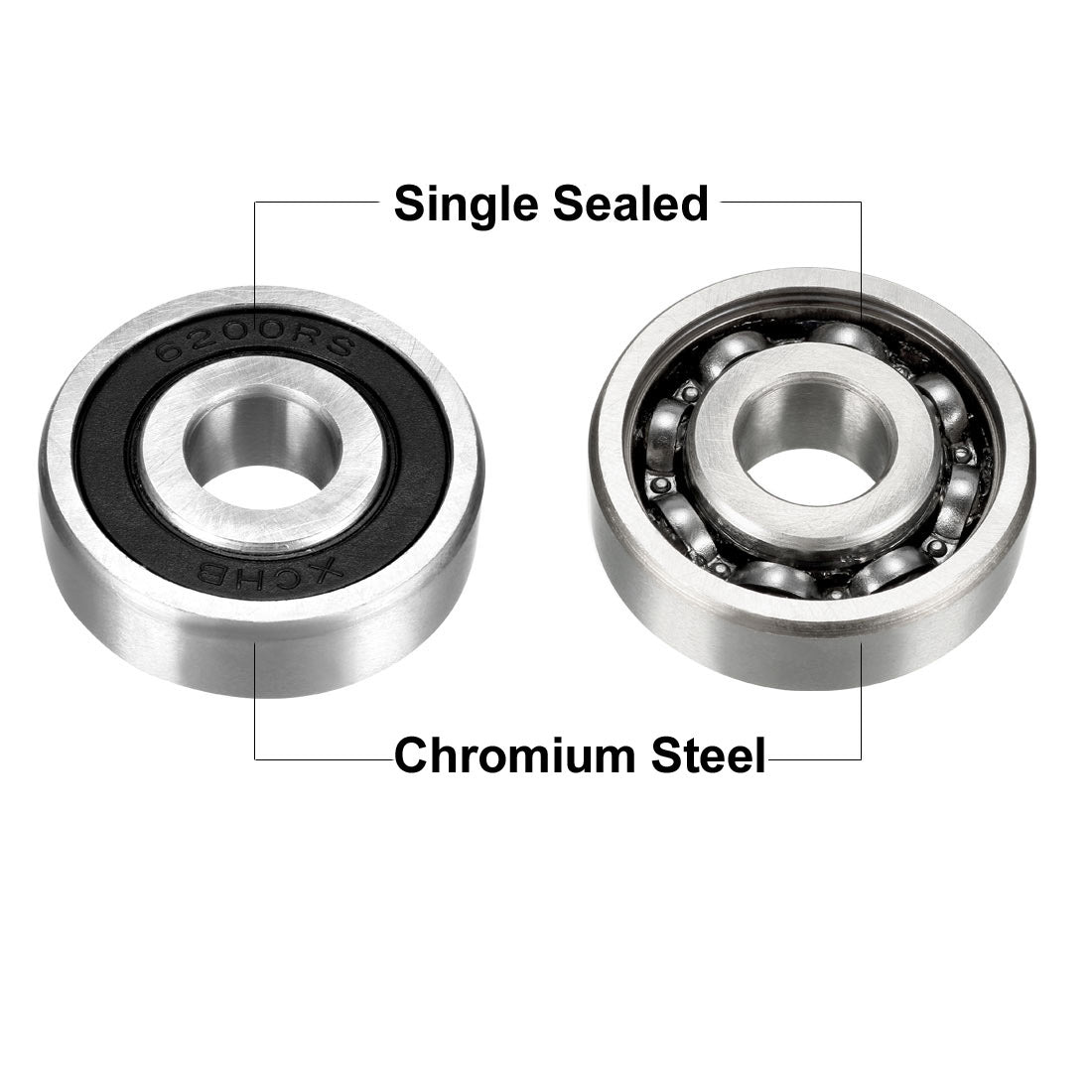 uxcell Uxcell Deep Groove Ball Bearings Metric Single Sealed Chrome Steel P0 Z2 Bearing