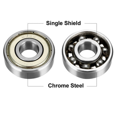 Harfington Uxcell Deep Groove Ball Bearing Metric Single Shield Chrome Steel Bearings ABEC1 Z2