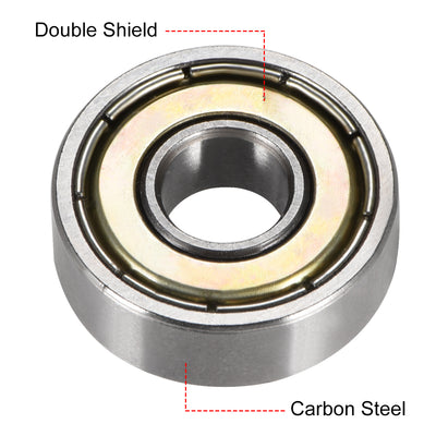 Harfington Uxcell Deep Groove Ball Bearings Metric Shielded High Carbon Steel Z1