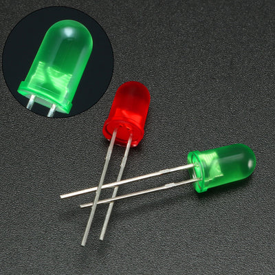 Harfington Uxcell 100pcs 2 Colors x 50pcs 5mm Red Green LED Diode Lights Colored Lens Diffused Round 20mA Lighting Bulb Lamp Electronic Components Light Emitting Diodes